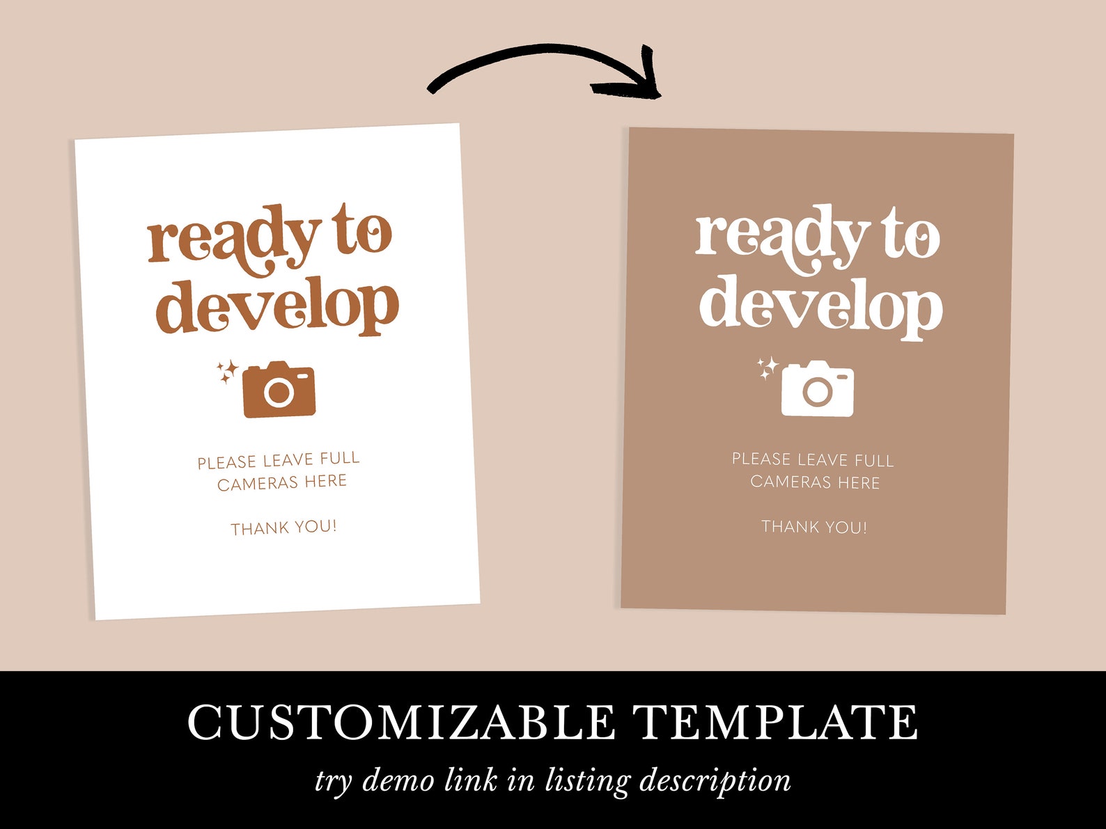 Disposable Camera Sign for Retro Wedding Ready to Develop Etsy