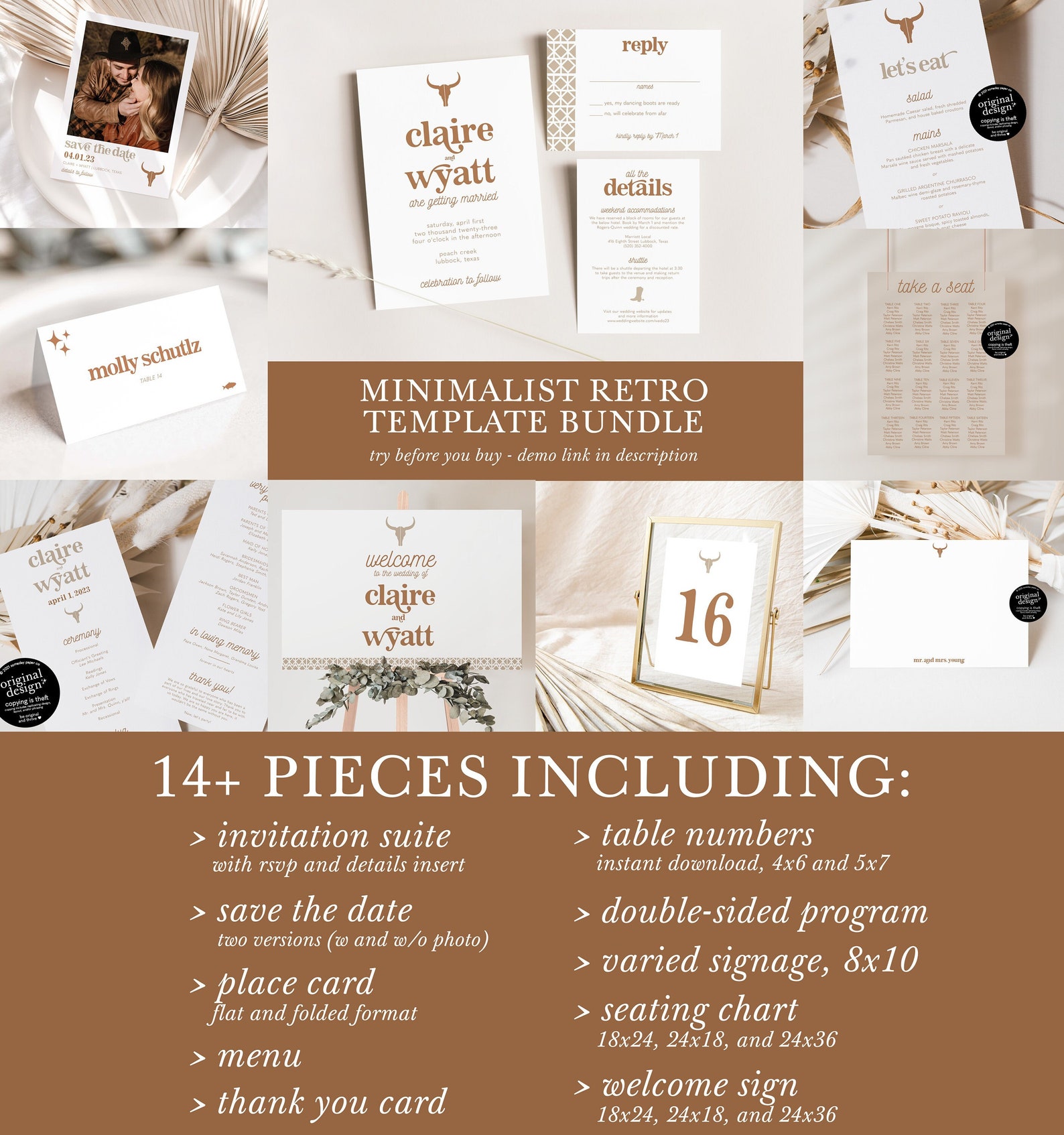 how much do wedding invitations cost? template bundle from Someday Paper Co on Etsy