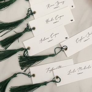 diy flat wedding place card template, printable 4x1.5 inch name card with space for tassel, skinny escort card, instant download image 1