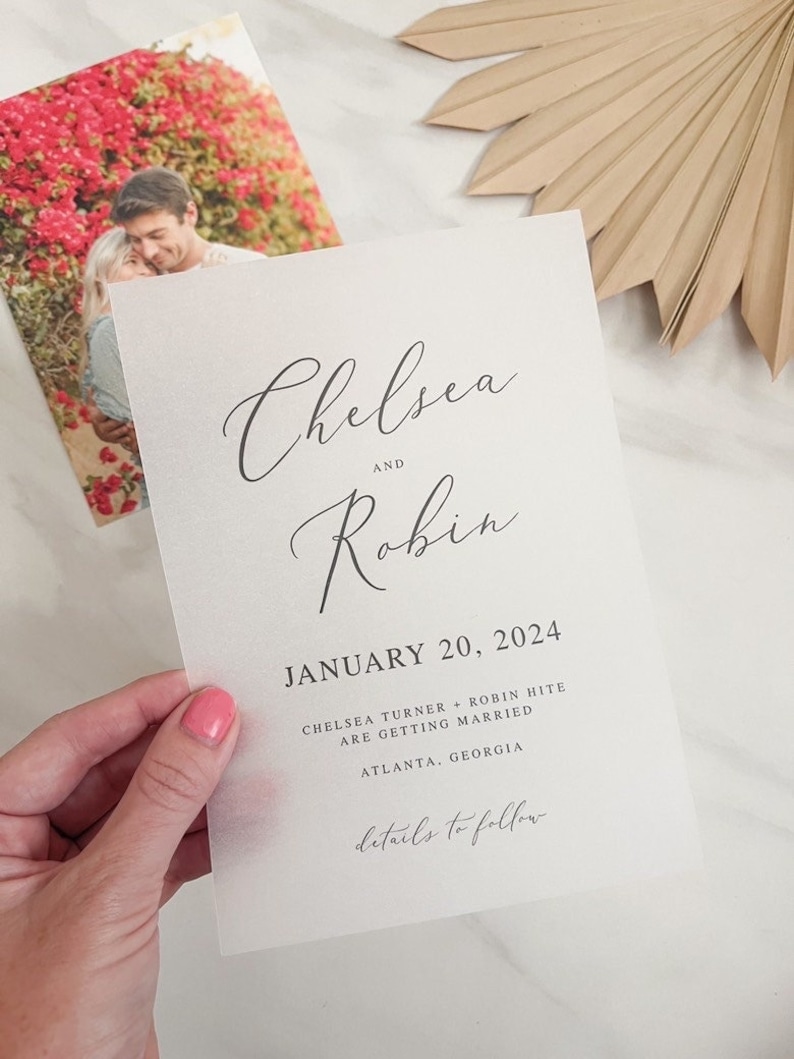Printable Vellum Save the Dates Editable Translucent Vellum - Etsy