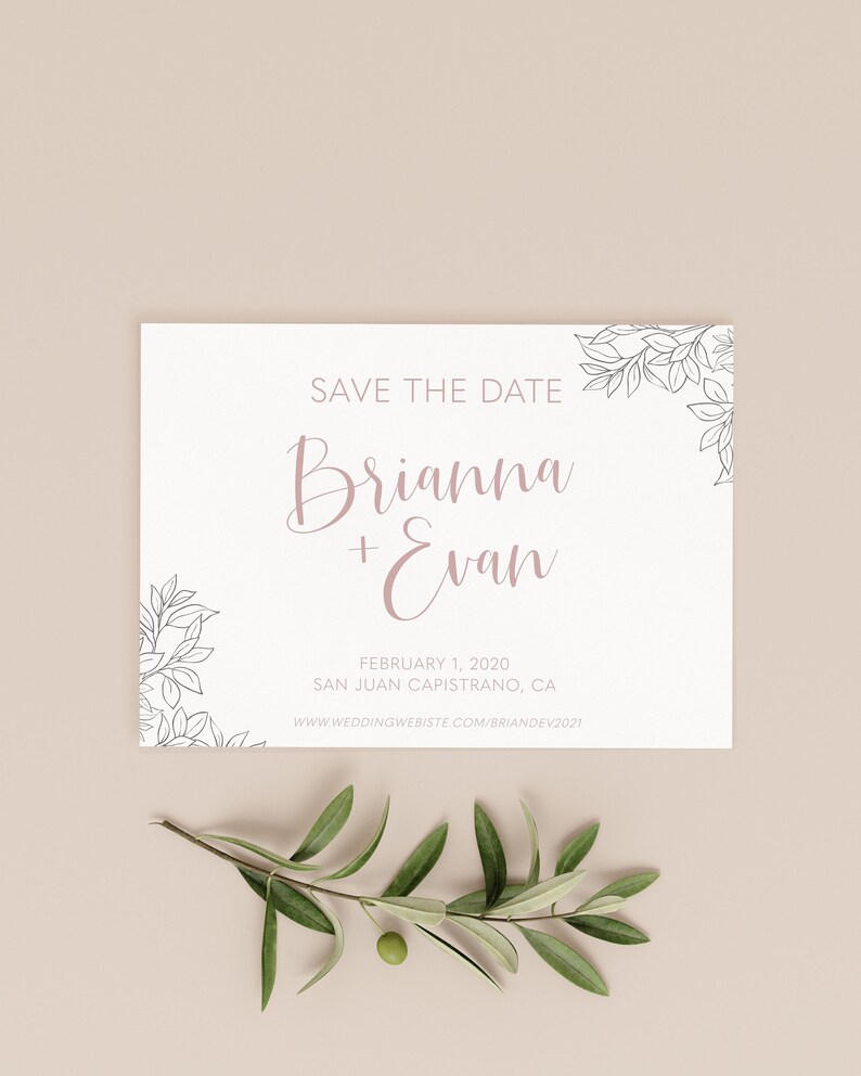 Dusty Rose Save the Date Template Editable Save the Date | Etsy