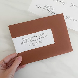 address label template, printable wrap around sticker for envelope addressing, wedding invitation calligraphy, editable download, 8x2 inch