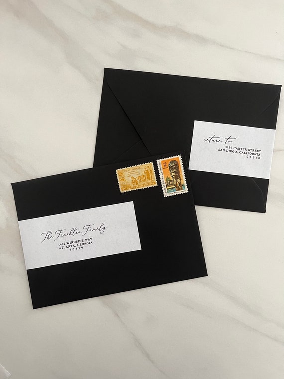 Modèle d'étiquette d'adresse imprimable, autocollant enveloppant 8 x 2 pour  l'adressage de l'enveloppe, typographie minimaliste, calligraphie moderne,  téléchargement -  France