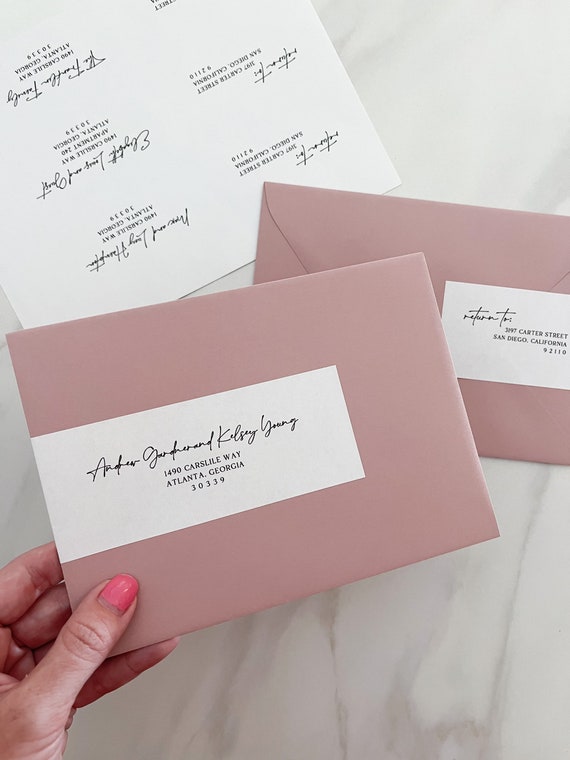 printable address label template wrap around 8x2 sticker for envelope addressing minimalist typography modern calligraphy download