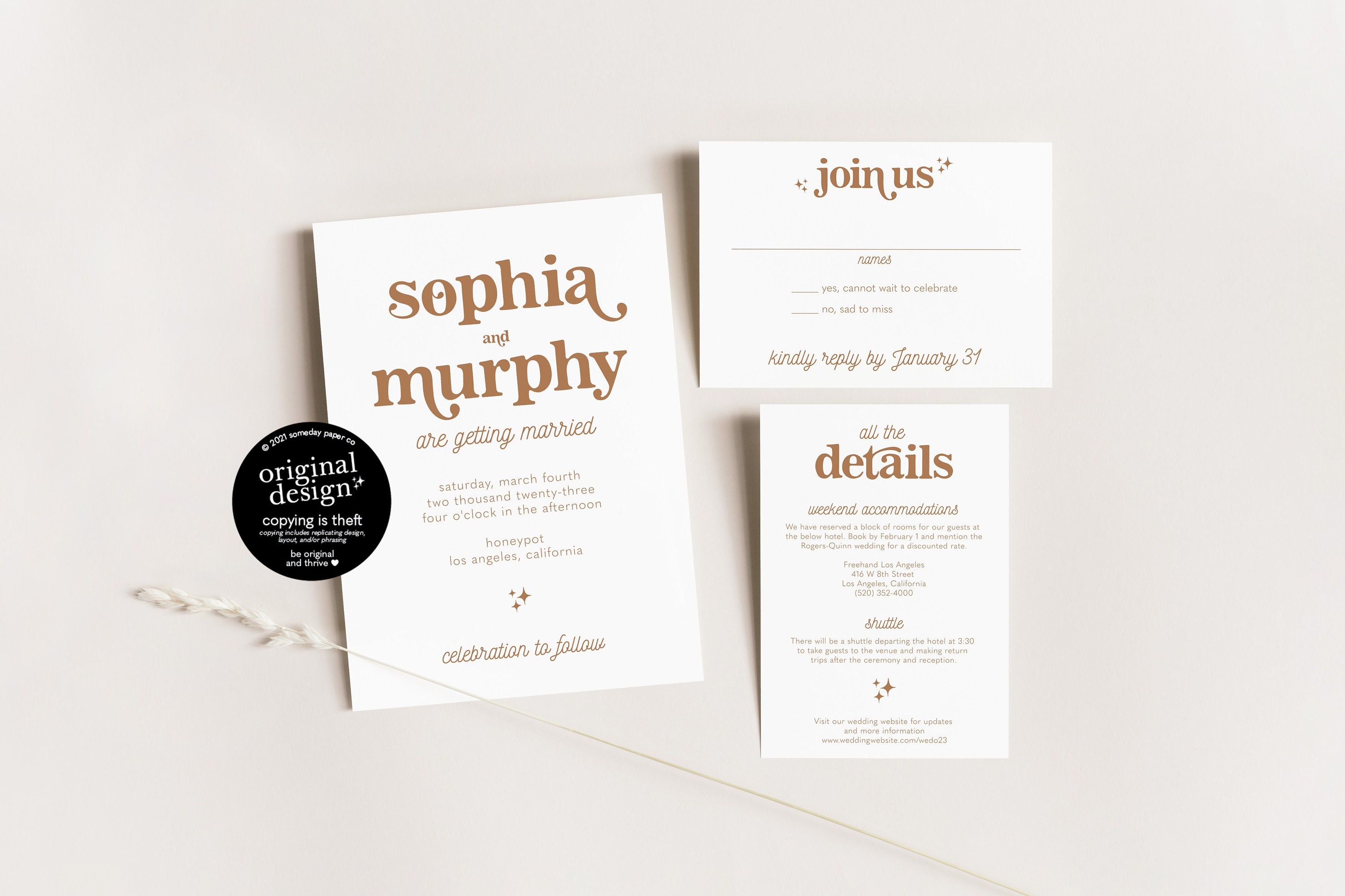 retro wedding invitation template