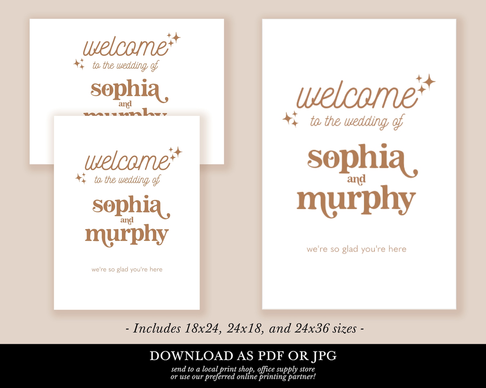 Retro Wedding Welcome Sign Printable Reception Sign Template | Etsy