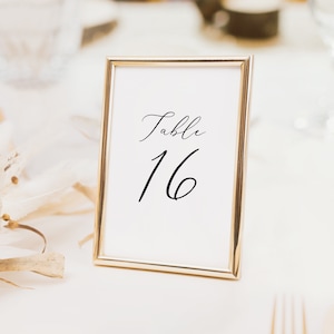 romantic wedding table numbers, printable minimalist table cards, simple calligraphy black and white, 5x7, 4x6, instant download