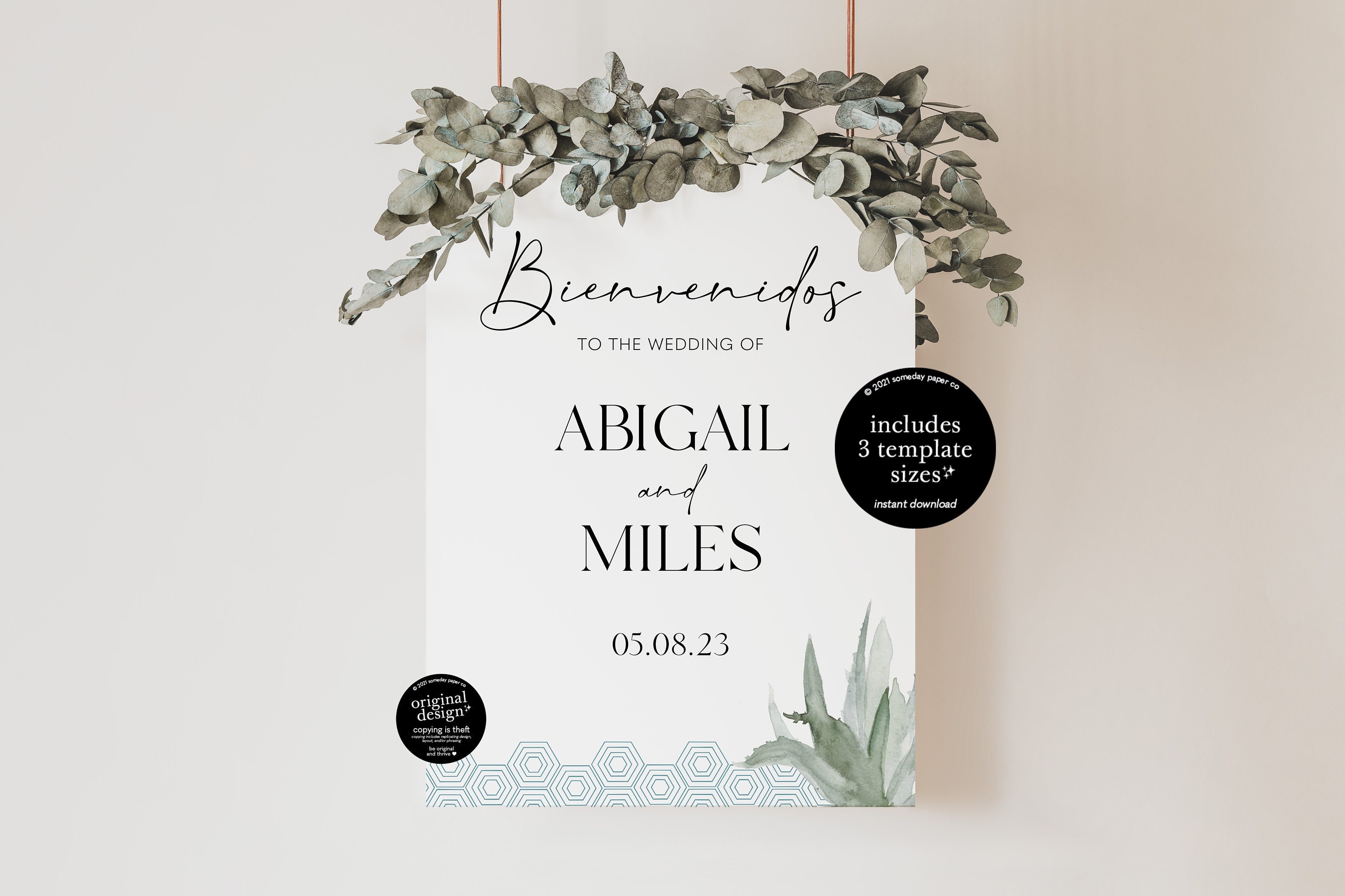 Bienvenidos wedding welcome sign template Mexico agave -  Portugal