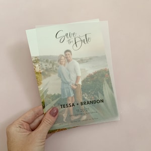Vellum Save the Date Template, Printable Save the Date with Vellum Overlay, Modern Wedding Announcement, Translucent DIY Save the Dates
