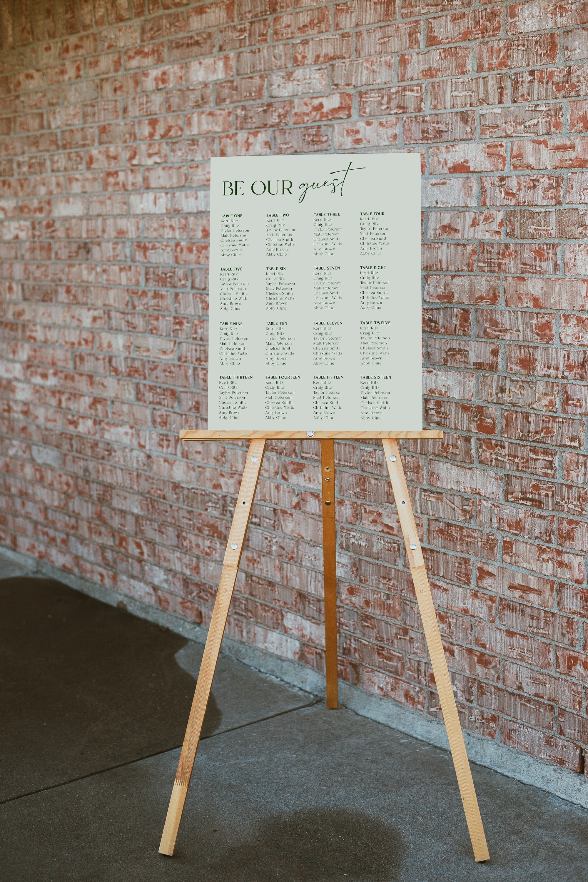 Shades of Green Wedding Seating Chart Template, Editable Our Favorite ...