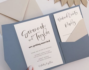 その他 Invitation Pocket Wedding Invitation Template, Minimalist Invite Set With