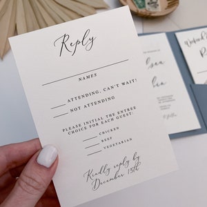 romantic pocket wedding invitation kit, minimalist pocket folder template, printable DIY wedding invitation set, QR code RSVP card download image 10