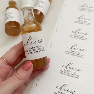 Mini Liquor Bottle Label TEMPLATE, Editable Modern Wedding Shot Labels ...