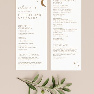 Celestial Wedding Program Template With Moon and Stars - Etsy