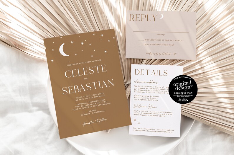 Celestial Wedding Program Template Printable Moon and Stars | Etsy