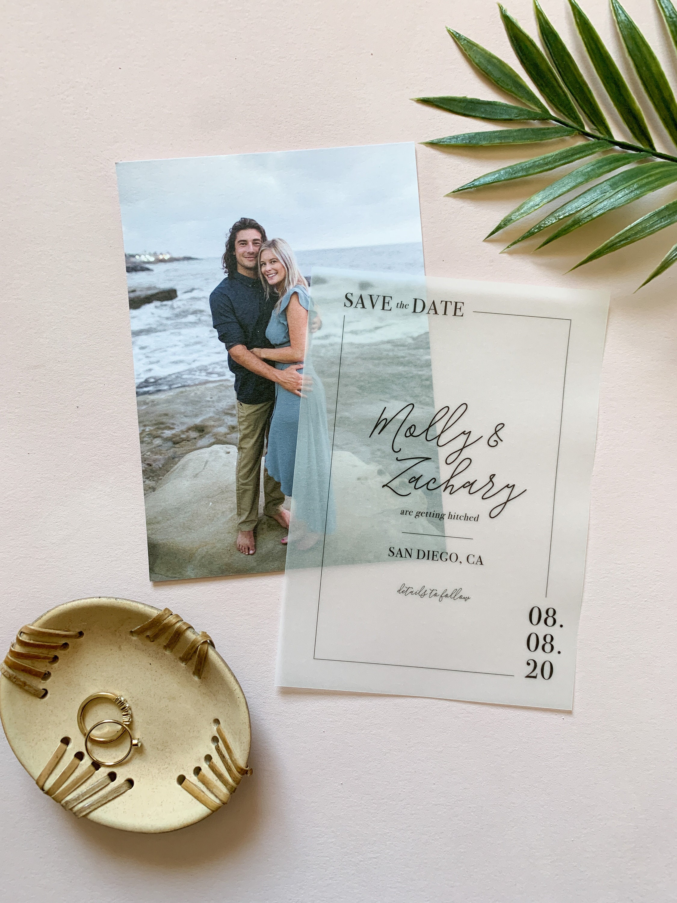 Vellum Overlay Save the Date Template Printable Modern Save Etsy