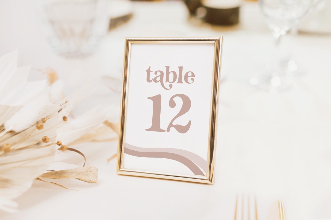 Retro Table Numbers, Printable Wedding Table Numbers, Blush Boho Table