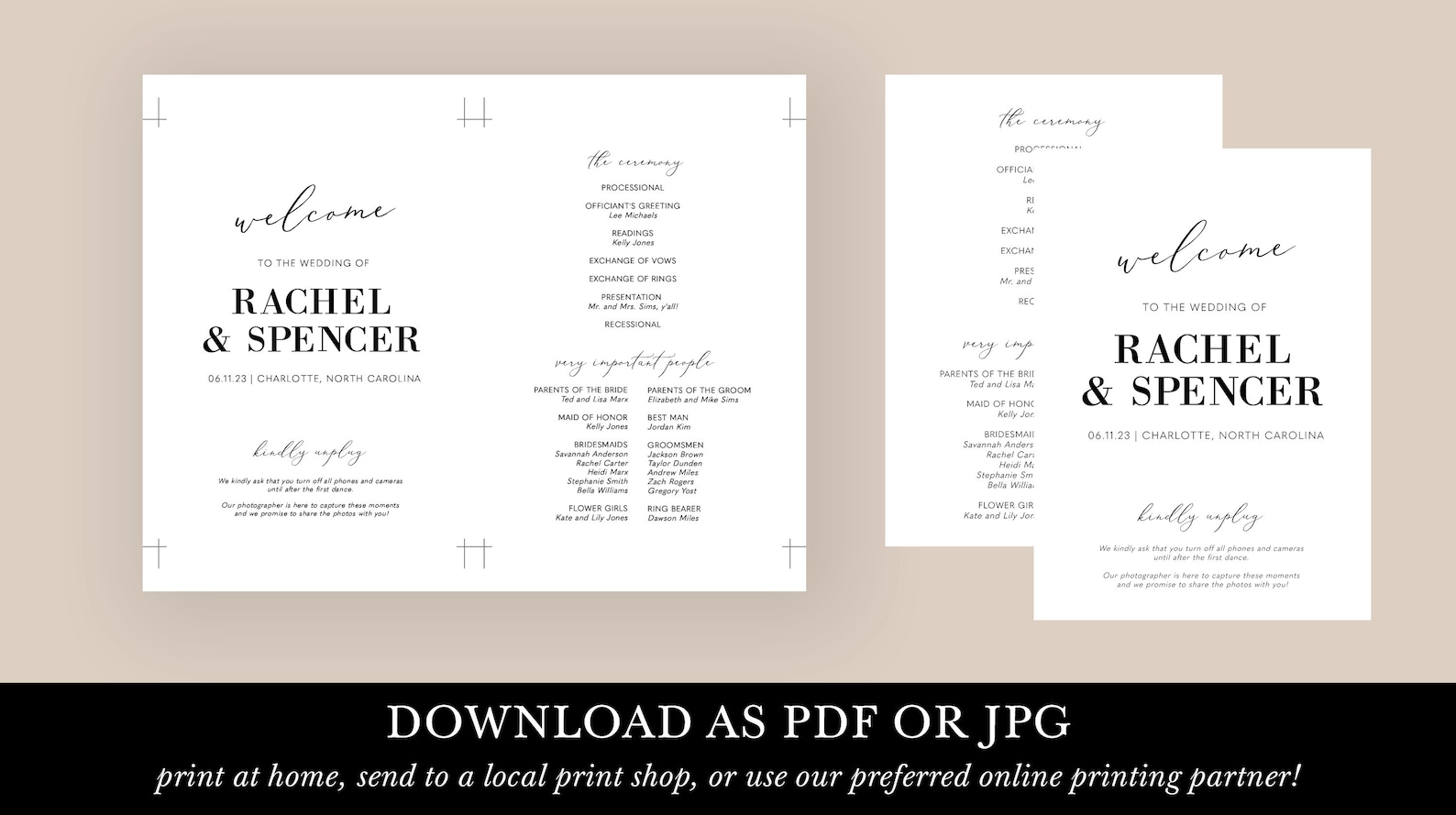 Sample Fan Program Template DIY Wedding Fan Program Template, Printable Order of Ceremony Paddle ...