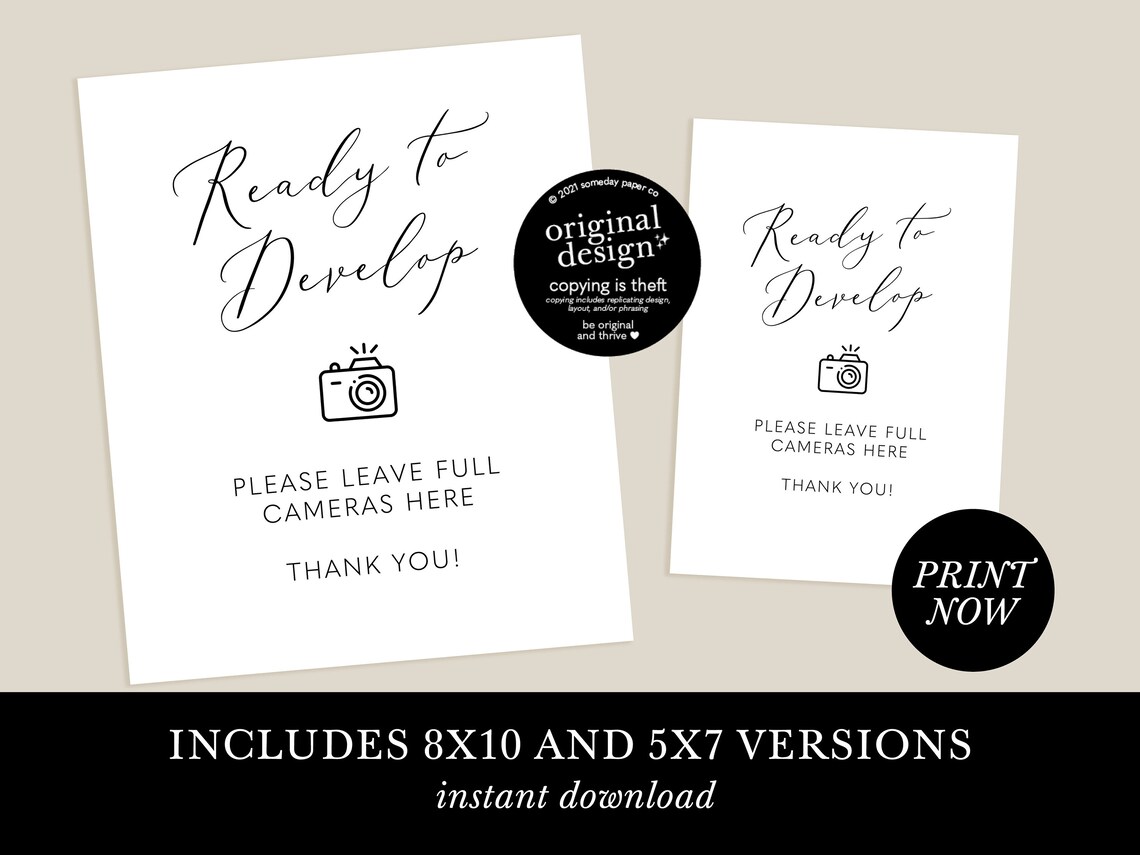 Disposable Camera Sign Wedding Ready to Develop Photo - Etsy