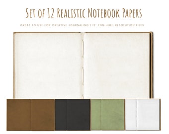 Set of 12 Realistic Notebook Papers for Creative Journal Colors Dotted Square Vintage Planner Goodnotes Notability Samsung Notes Tablet iPad