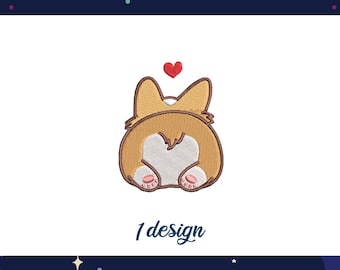 corgis hintere niedlichen Hund Baby Herz Stickerei Designs Maschine Stickerei Muster Datei sofortiger Download