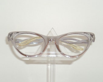 American Optical  eye-wear, Palm-springs style;  silver inlayed, cat eye look; designed by American optical