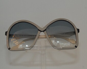 Serge lepage vintage sunglasses, original forms, grey-black cellulose acetate designed color with green lenses,Parisian style made in France