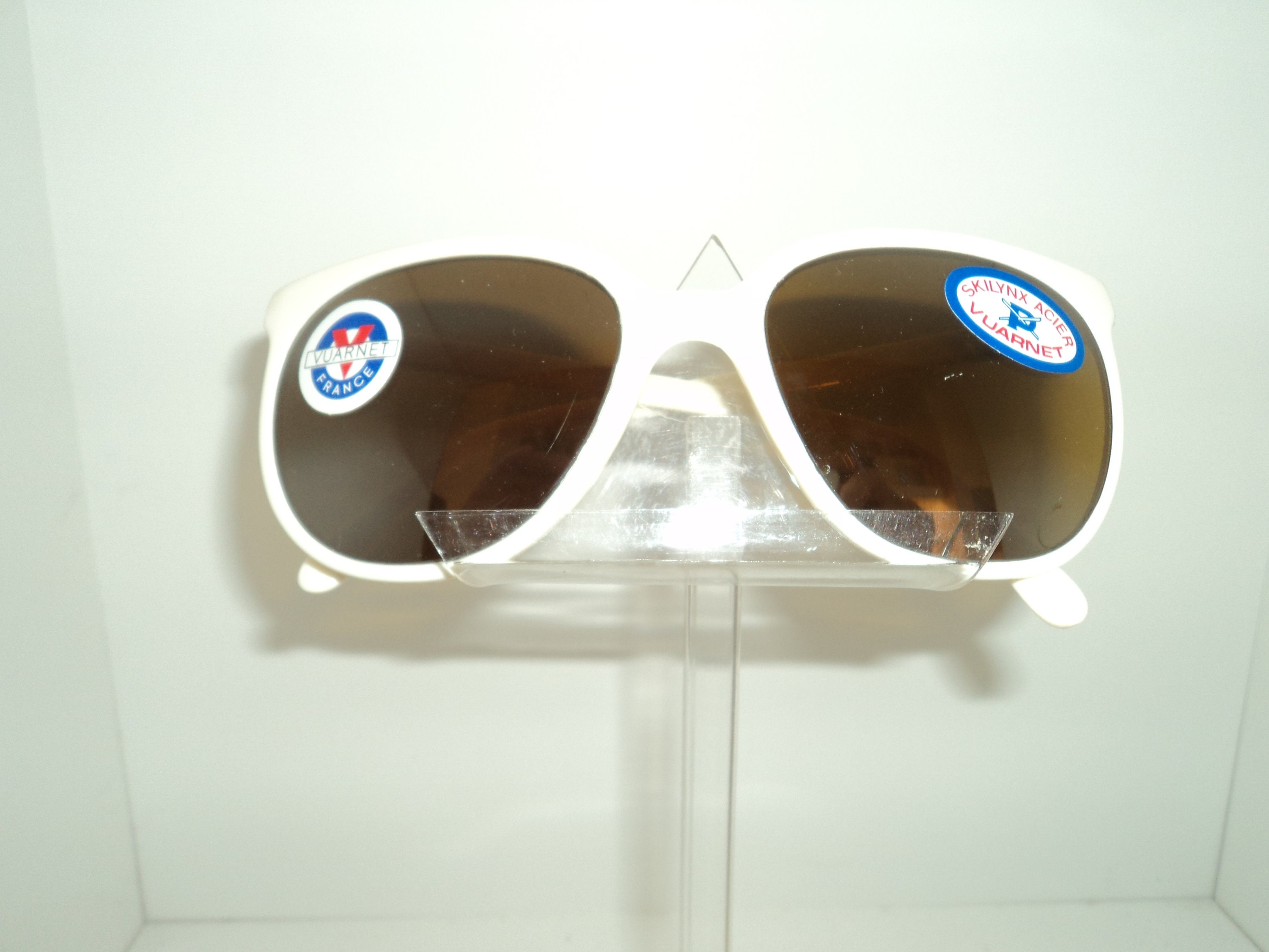vintage années 70 ski lunettes de soleil rouge blanc bleu plastique cadre  1970 oversize aviateur miroir rétro ski alpinisme Martin Sno deadstock NOS
