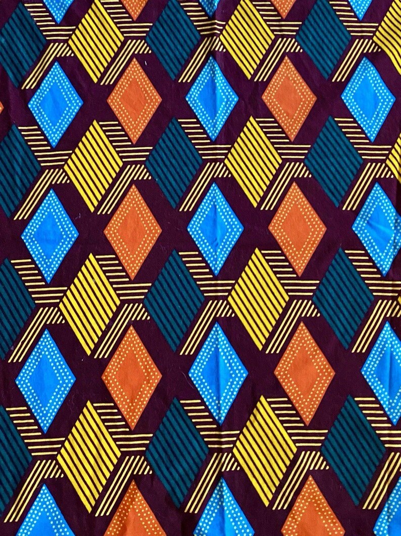 Tovaglia in tessuto africano batik Dashiki Super Java fatto a mano, 109 cm di larghezza x 167 cm di lunghezza immagine 1