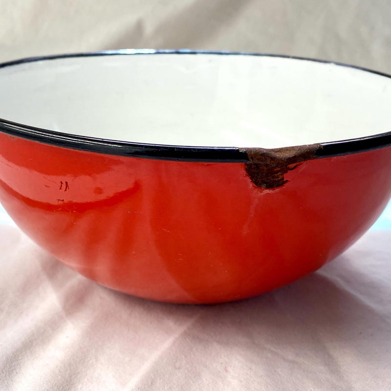Red Enamel Bowl - Etsy