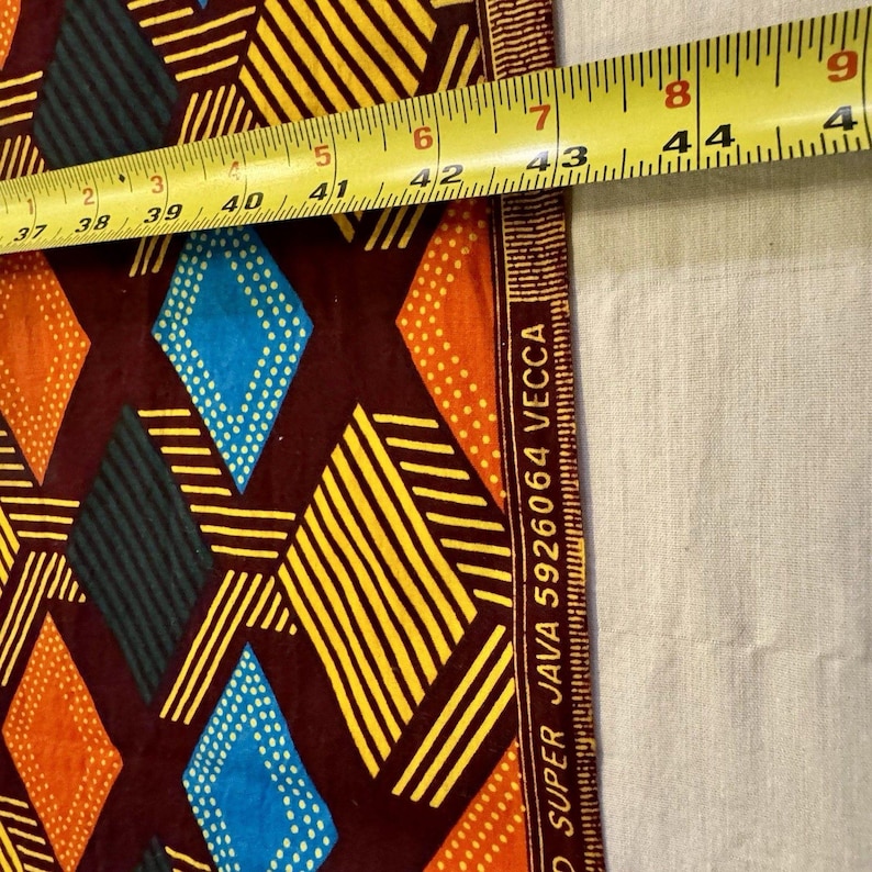 Tovaglia in tessuto africano batik Dashiki Super Java fatto a mano, 109 cm di larghezza x 167 cm di lunghezza immagine 8