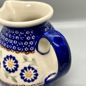 Polish Boleslawiec Pottery Pitcher Handmade in Poland Cobalt 4.5&quot; Tall Numbered Original