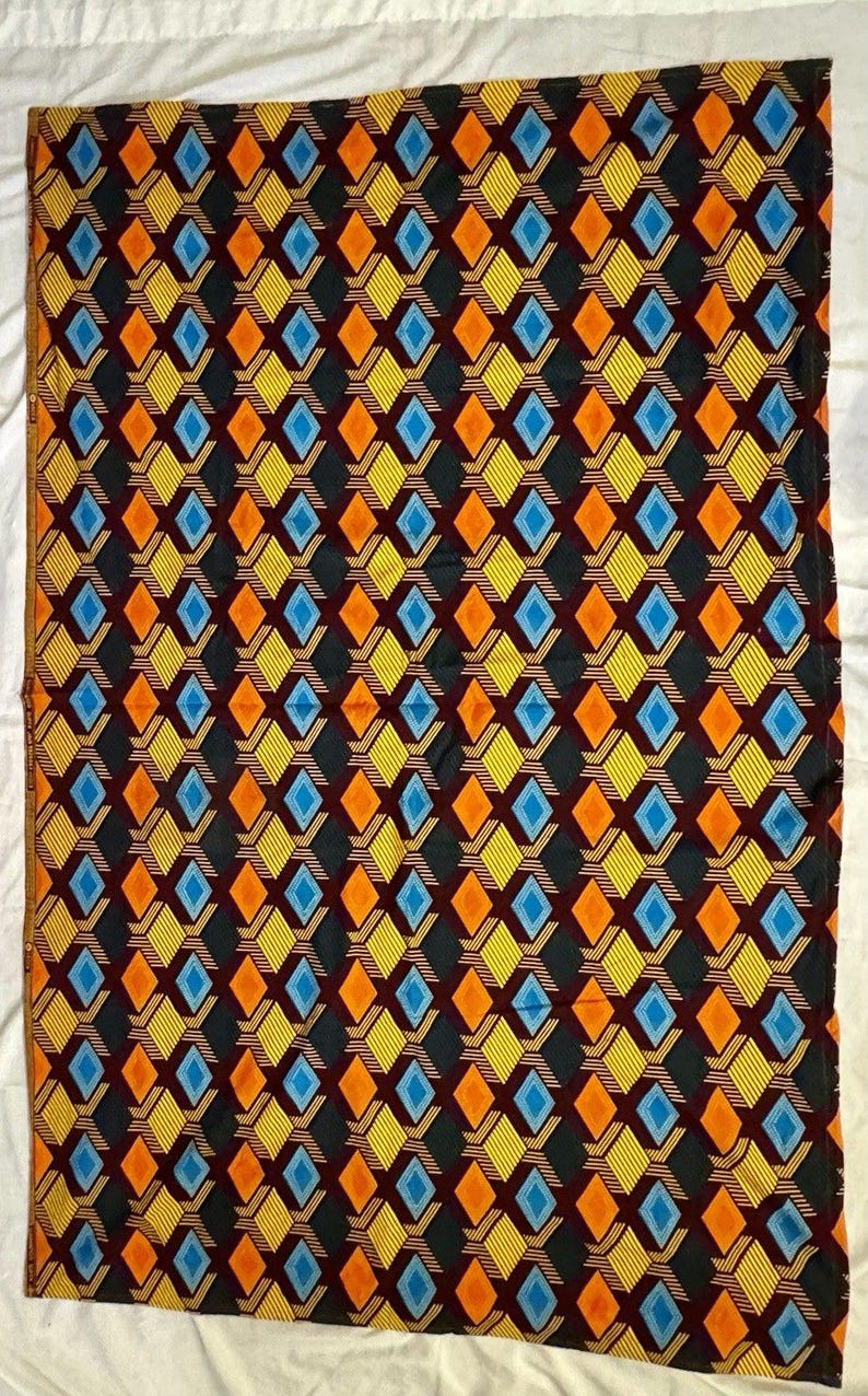 Tovaglia in tessuto africano batik Dashiki Super Java fatto a mano, 109 cm di larghezza x 167 cm di lunghezza immagine 6