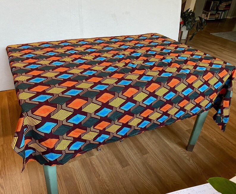 Tovaglia in tessuto africano batik Dashiki Super Java fatto a mano, 109 cm di larghezza x 167 cm di lunghezza immagine 2