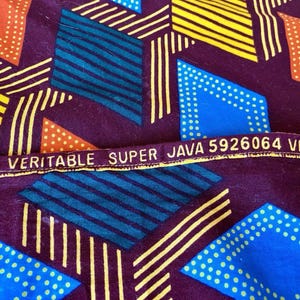 Tovaglia in tessuto africano batik Dashiki Super Java fatto a mano, 109 cm di larghezza x 167 cm di lunghezza immagine 3