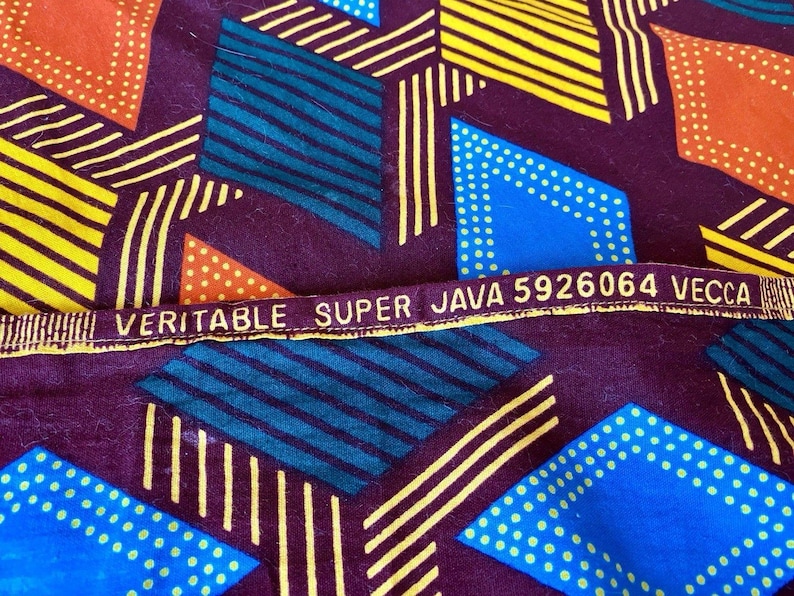 Tovaglia in tessuto africano batik Dashiki Super Java fatto a mano, 109 cm di larghezza x 167 cm di lunghezza immagine 3
