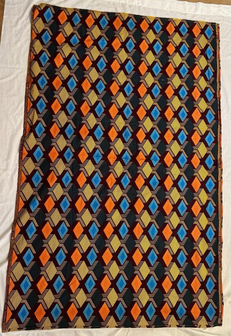 Tovaglia in tessuto africano batik Dashiki Super Java fatto a mano, 109 cm di larghezza x 167 cm di lunghezza immagine 5