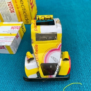 African Folk Art Reclaimed Pesticide Tin Car with Box (C)
