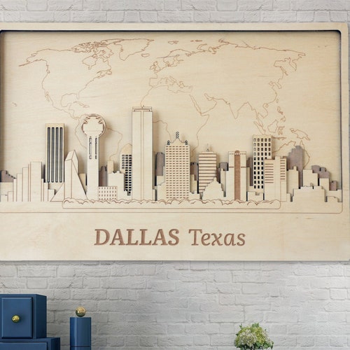 Dallas Wall Sign City Skyline Wall Decor Texas Wall Art Etsy