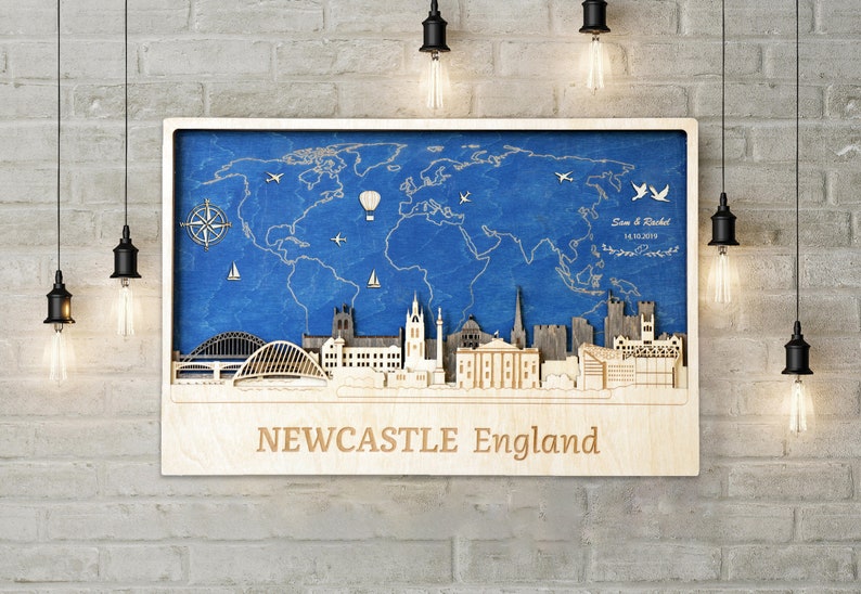 Newcastle Wood Wall Art Rustic Wall Decor Housewarming Gift Etsy