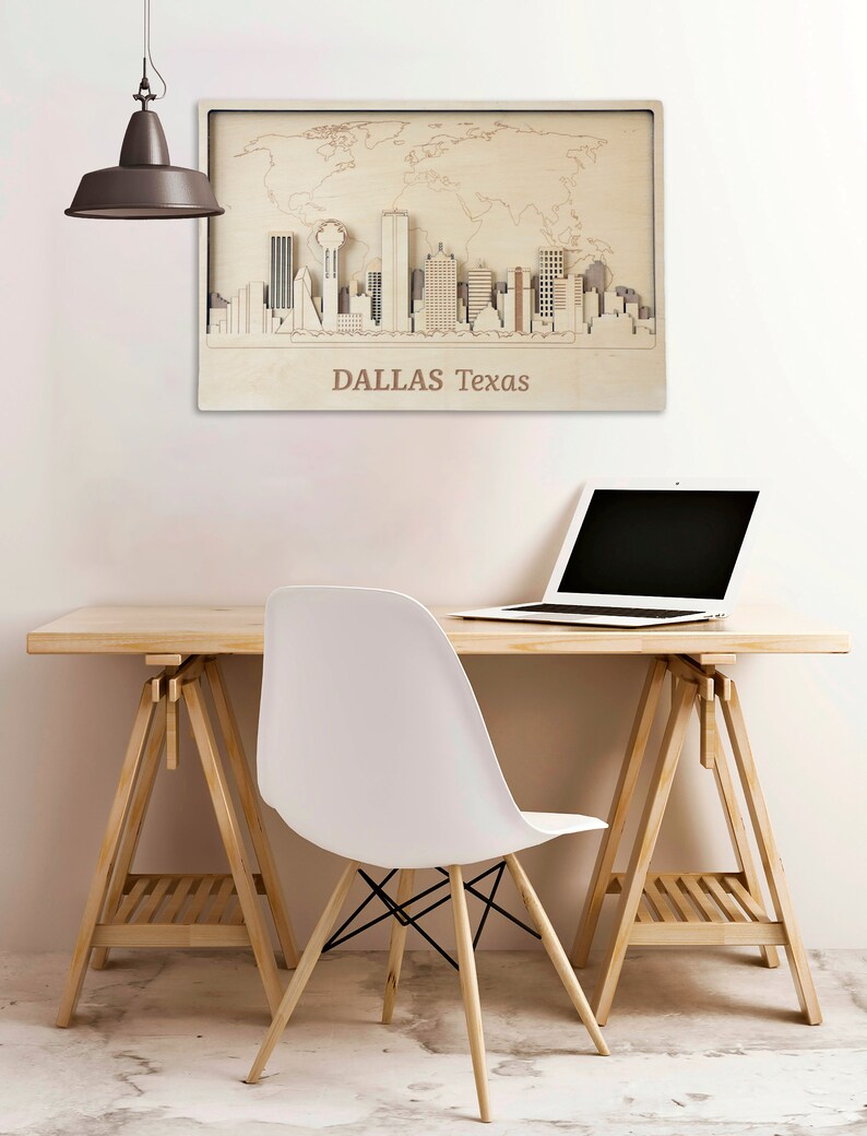 Dallas Wall Art Large City Decor Travel Wall Art Wood Wall Art Etsy