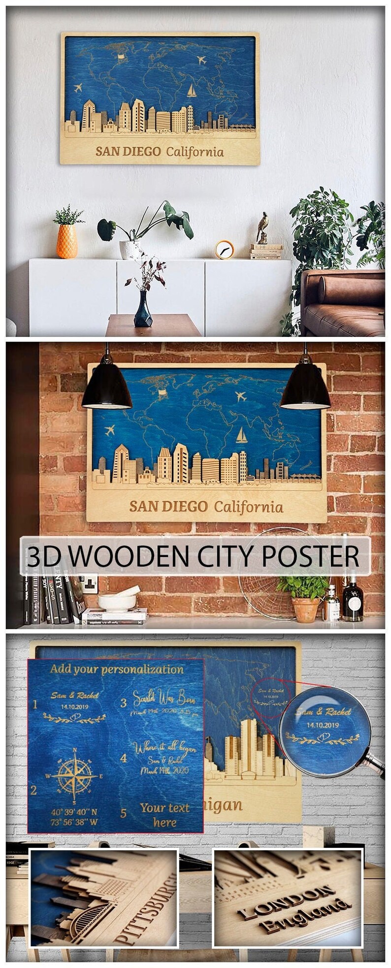 San Diego Wall Art Wood Wall Decor Travel Wall Art City Wood Etsy