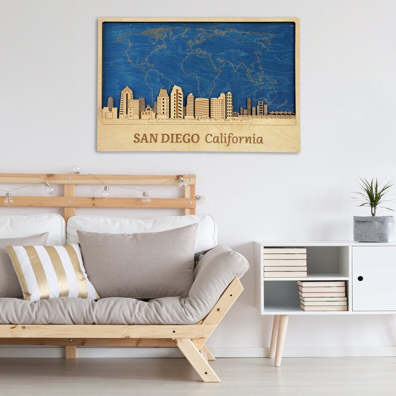 San Diego Wall Art Wood Wall Decor Travel Wall Art City Wood Etsy