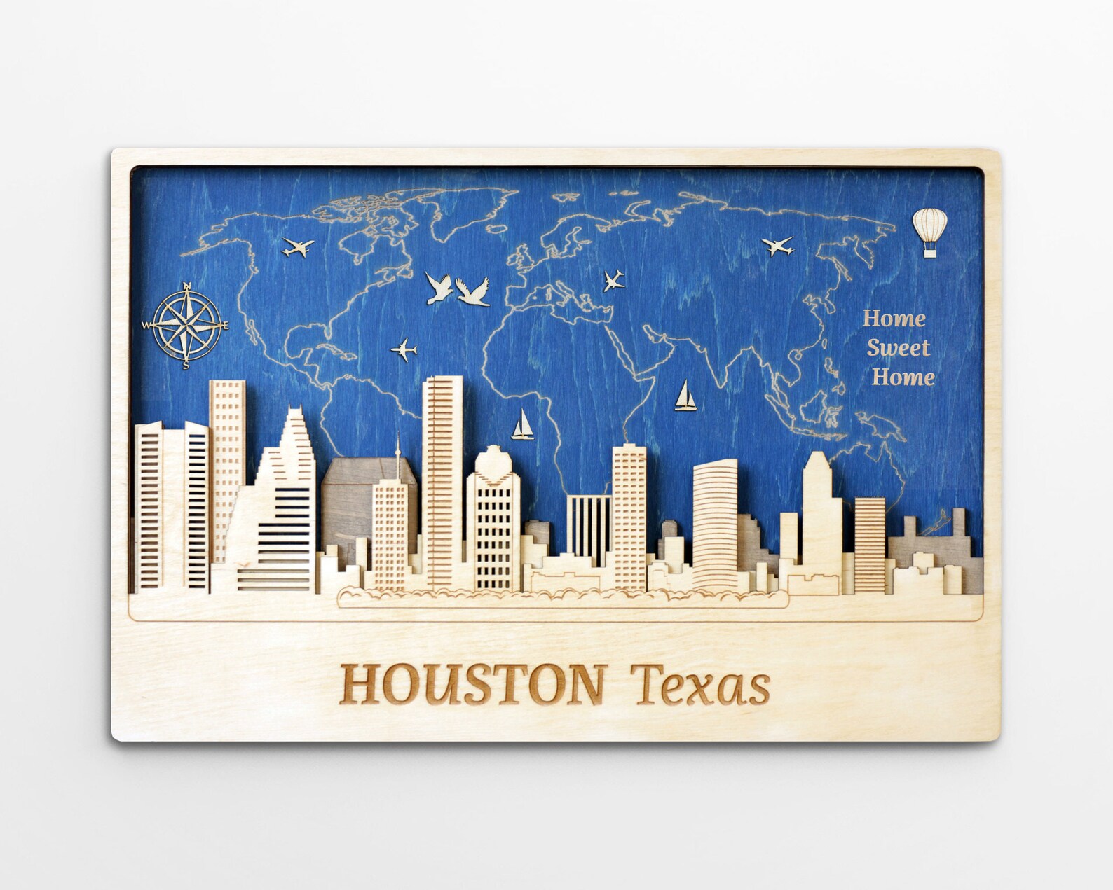 Houston Wall Art From Wood for Home Wall Decor City Travel Etsy