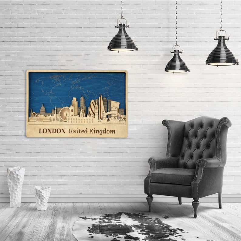 London 3D Wooden Poster London wall art City decor England Etsy