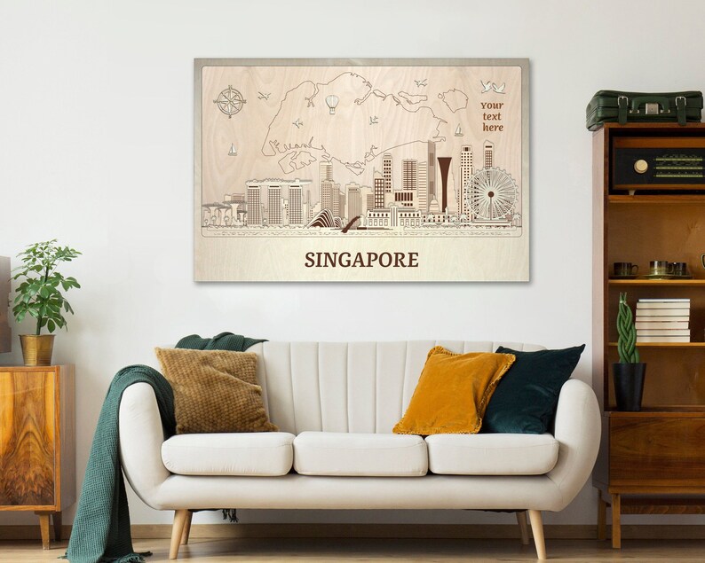Singapore Decor Wood Wall Art Custom Travel Gift Singapore Etsy