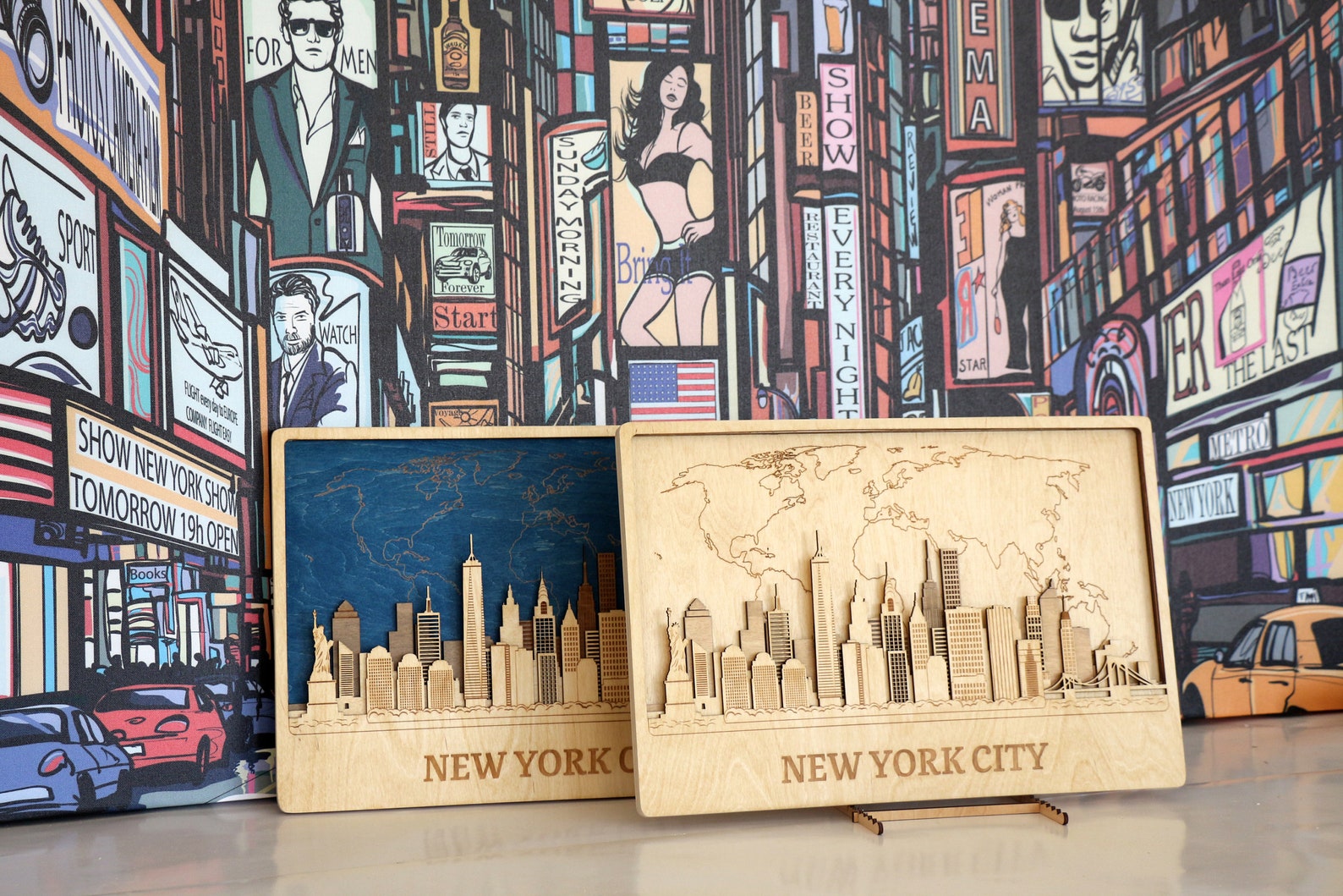 New York wooden poster New York wall art City decor NY art Etsy