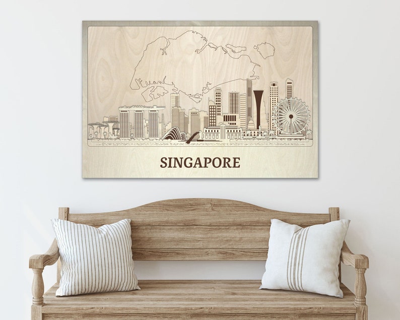 Singapore Decor Wood Wall Art Custom Travel Gift Singapore Etsy