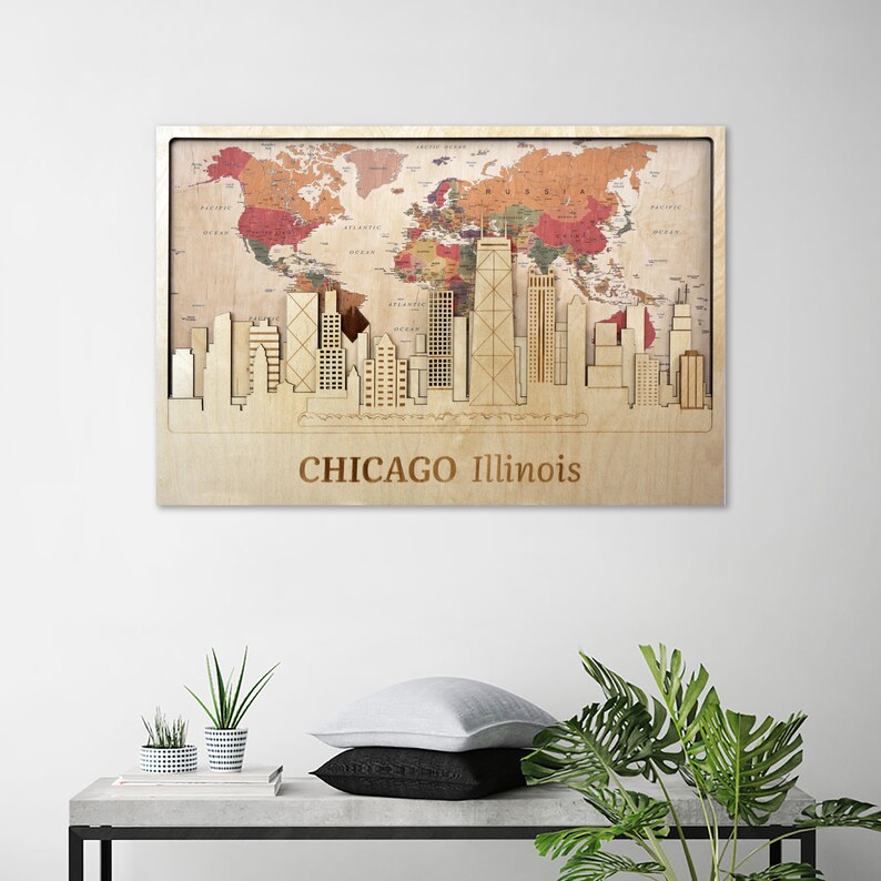 Chicago Home Decor Chicago Wall Art City Skyline Travel Decor Etsy