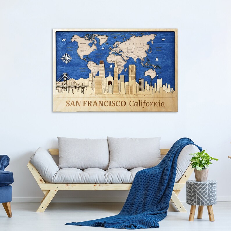 San Francisco Art New Wall Decor Wood Wall Art Anniversary Etsy